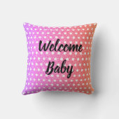 ピンク パープル グリッター 白い水玉模様 ベビーシャワー クッション (裏面)