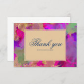 ピンク、パープル、グリーンの大理石のインクの招待状 サンキューカード (正面/裏面)