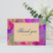 ピンク、パープル、グリーンの大理石インクの招待状 サンキューカード (スタンド正面)