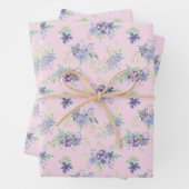 ピンク パープル グリーン 花の誕生日 ブライダルシャワー ラッピングペーパーシート (インサイチュ)