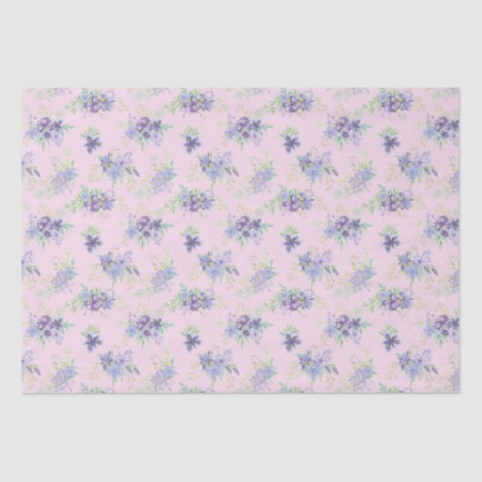 ピンク パープル グリーン 花の誕生日 ブライダルシャワー 薄葉紙 (正面)