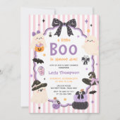 ピンク パープル ゴースト ハロウィン ブー 女の子 ベビーシャワー 招待状 (正面)