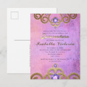 ピンク パープル ゴールド グリッター ジュエル タイア キンセアニエラ ポストカード (正面/裏面)