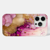 ピンク パープル ゴールド 大理石風 ペアソナライズ モノグラム Case-Mate iPhoneケース (裏面 (横))