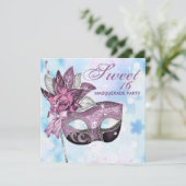 ピンク パープル スウィート16 マスカレードパーティー 招待状 (スタンド正面)