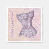 ピンク パープル ダマスク ヴィクトリアン コルセット ビンテージ スタイル スタンダードカクテルナプキン (正面)