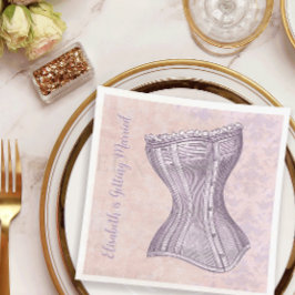 ピンク パープル ダマスク ヴィクトリアン コルセット ビンテージ スタイル スタンダードカクテルナプキン