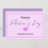 ピンク - パープル バレンタインデー 招待状 (正面/裏面)