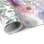 ピンク パープル バーガンディ フラワー ウェディング ラッピングペーパー (ロールコーナー)