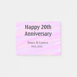 ピンク パープル パステルカラーの20周年記念 名前入り ポストイット