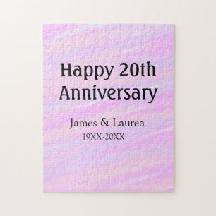 ピンク パープル パステル色 名前 20周年記念日 ジグソーパズル