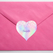 ピンク パープル ホログラフィック ネーム ハートシール