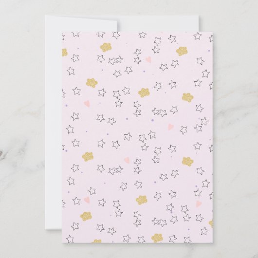 ピンク・パープル・ユニコーン1つの魔法の年1回目の誕生日 招待状 (裏面)