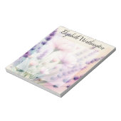 ピンク パープル ラベンダー 花のモノグラム 水彩画 ノートパッド (回転)