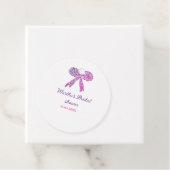 ピンク パープル リボン キラキラ グリッター ブライダル シャワー ネーム フェイバータグ (インサイチュ)