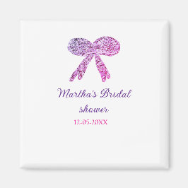ピンク パープル リボン キラキラ グリッター ブライダル シャワー ネーム マグネット