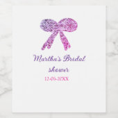 ピンク パープル リボン キラキラ グリッター ブライダル シャワー ネーム ワインラベル (シングルラベル)