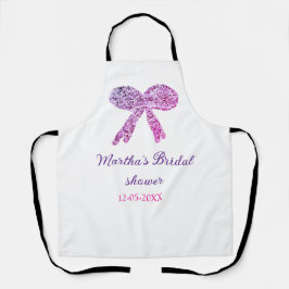 ピンク パープル リボン 輝き グリッター ブライダル シャワー ネーム エプロン