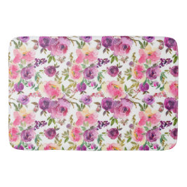 ピンク パープル ローズ 花柄 ガーリー トレンディ バスマット