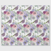 ピンク パープル ワインレッド 花 モチーフ ウェディング ラッピングペーパー (フラット)