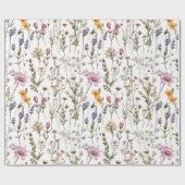 ピンク パープル 水彩画 野の花 水彩画 ラッピングペーパー (フラット)