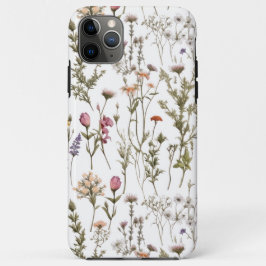 ピンク パープル 水彩画 野の花  iPhone 11 PRO MAXケース