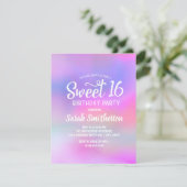 ピンク パープル 水彩 スイート16 誕生日招待状 招待状 (スタンド正面)