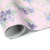 ピンク パープル 花のウェディングシャワー 誕生日プレゼント 彼女に ラッピングペーパー (ロールコーナー)