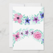 ピンク パープル 花のリース 水彩 結婚おめでとう 招待状 (裏面)