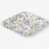 ピンク パープル 花柄 ペーパープレート (傾斜あり)