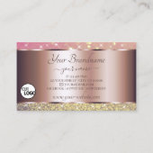 ピンク・パープル・金ゴールドグリッター・スターズ（ロゴ付き）バラ金ゴールド 名刺 (裏面)