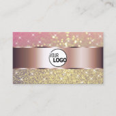 ピンク・パープル・金ゴールドグリッター・スターズ（ロゴ付き）バラ金ゴールド 名刺 (正面)