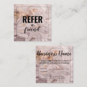 ピンク・パープル・金ゴールド・マーブルが友人を参照 紹介カード (正面/裏面)