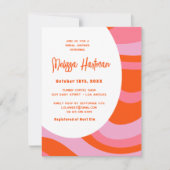 ピンク ヒッピーがおしゃれなレトロ ブライダルシャワー 招待状 (正面)