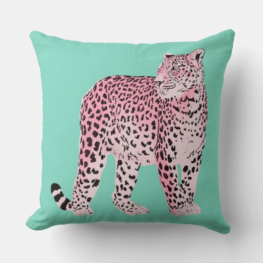 ピンク・ヒョウ クッション (正面)
