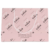 ピンク・ビジネス・ロゴ・パターン・プロモーション・カスタム文字 ラージペーパーバッグ (正面)