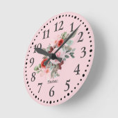 ピンク・ビューテパーソナライズされたィフル・フローラ・ラウンド・クロック ラウンド壁時計 (傾斜)