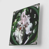 ピンク・ビード・アイリス・抽象芸術・フラワー・アート スクエア壁時計 (傾斜)