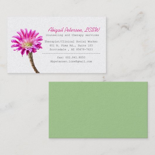 ピンク·ピアッツァ·サクタス·イン·開花(LCSW) 名刺 (正面/裏面)