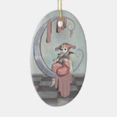 ピンク·ピエロ·ピエロの人形が銀の月に セラミックオーナメント (右)