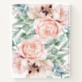 ピンク・ピオニー・フローラ・ボタニック・ホワイト ノートブック (裏面)