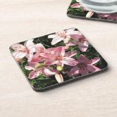 ピンク、ピンクの白いアジアユリ コースター (左側)