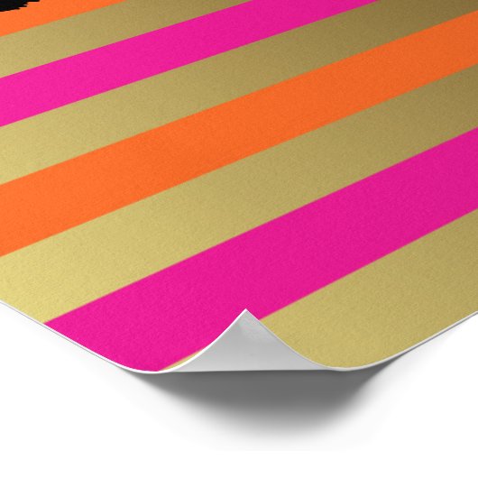 ピンク、ピンク、メタリックフェイク金ゴールドに輝ストライプく ポスター (角)