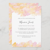 ピンク&ピーチウォーターカラー《キリスト教》洗礼式や命名式の招待 招待状 (正面/裏面)