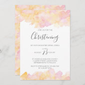 ピンク&ピーチウォーターカラー《キリスト教》洗礼式や命名式招待 招待状 (正面/裏面)