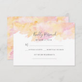 ピンク&ピーチウォーター色RSVPカード 招待状 (正面/裏面)