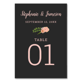 ピンク&ピーチハイビスカス炭番号付きテーブルカード テーブルナンバー