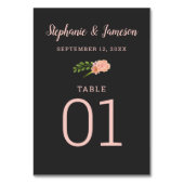 ピンク&ピーチハイビスカス炭番号付きテーブルカード テーブルナンバー (裏面)