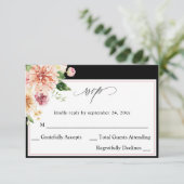 ピンク&ピーチフローラ&グリーンリーノミールRSVP V2 B 出欠カード (スタンド正面)