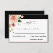 ピンク&ピーチフローラ&グリーンリーノミールRSVP V2 B 出欠カード (正面/裏面)